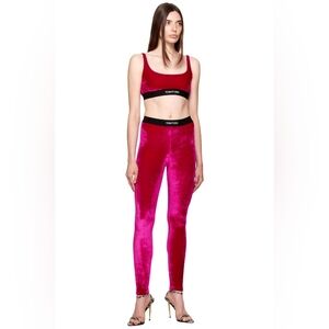 Tom Ford logo waist velvet leggings and bralette set Pink XL
